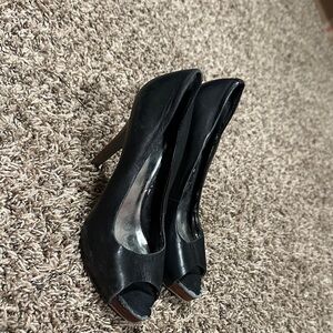 Jessica Elegant Black Peep-Toe Heels